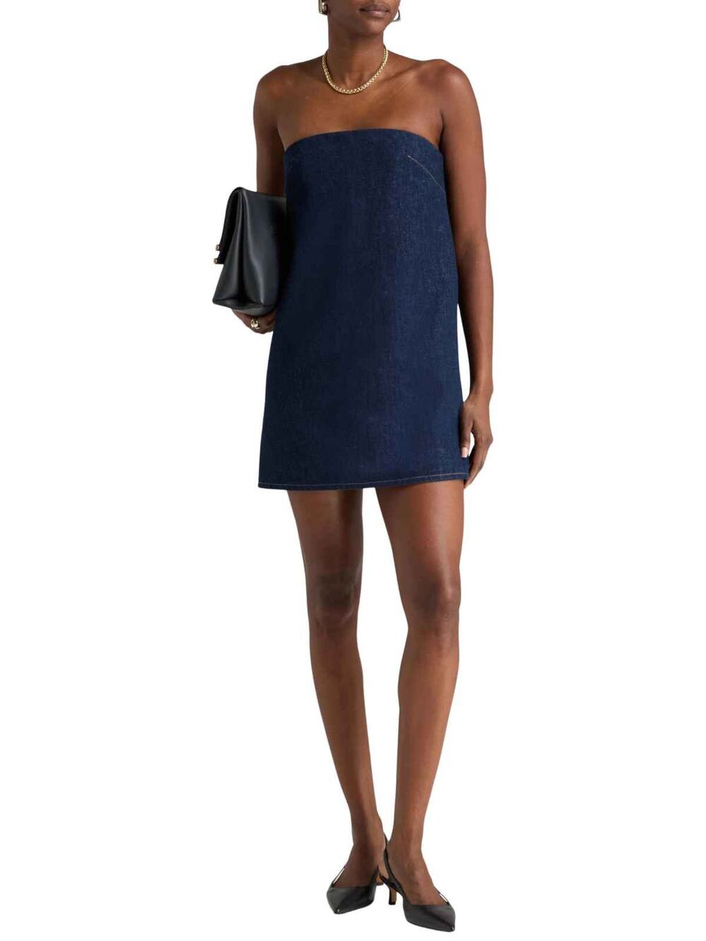 FRAME The Strapless Atelier of Denim Mini Dress Blue Regenerated Cotton Size 8